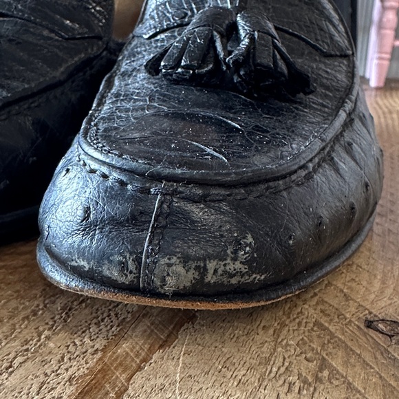 Vintage handmade Church\'s Beverly Hills New York black OstrichTassel Loafers main image 6